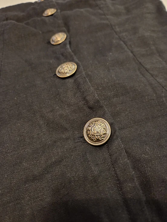 FREE PEOPLE Between Us Black Linen Blend Asymetrical Sweetheart Corset Top SZ S - Picture 5 of 11